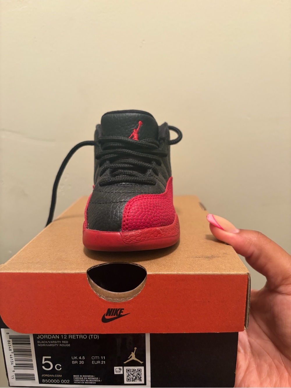 Nike Toddler Jordan 12 Retro Black and Red Sneakers